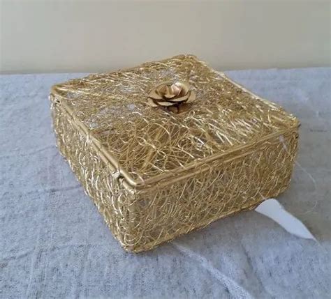 Gold Metal Wire Box 